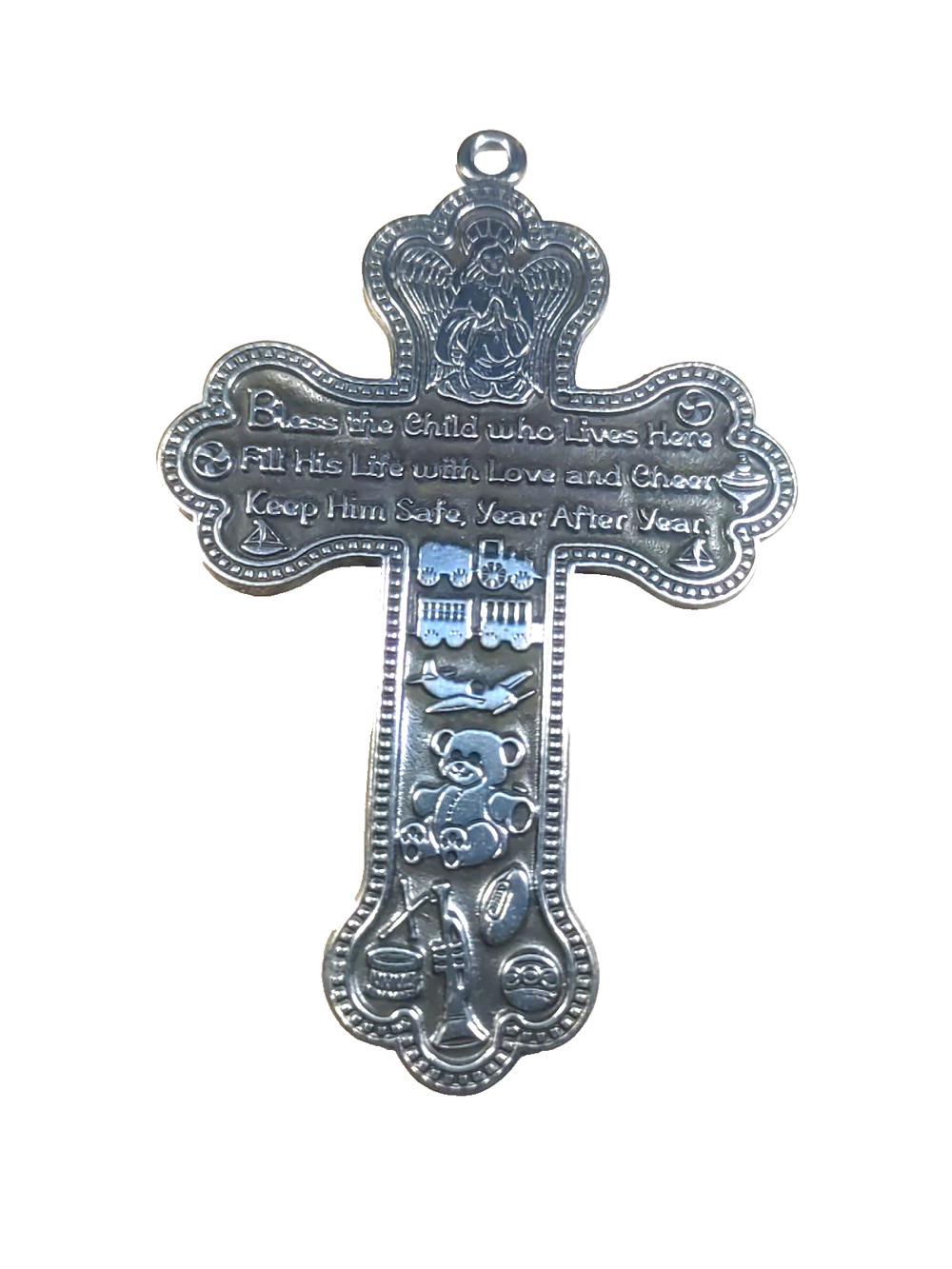 Camco Baby Cross Bless This Child Who Lives Her Silver Tone Pendant Cos Play...